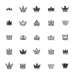 Royal crown icon set 