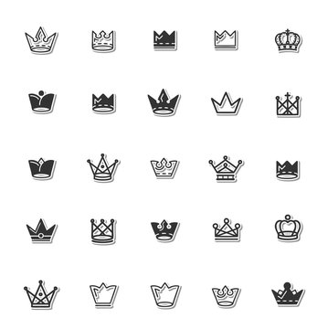 Royal crown icon set 
