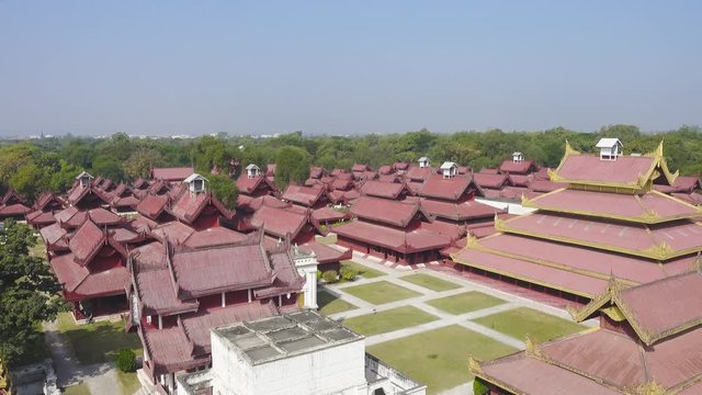 Panorama of Royal Palace in Mandalay, Myanmar (Burma) 4k

