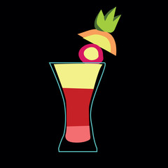 vector retro drinks isolated on black background