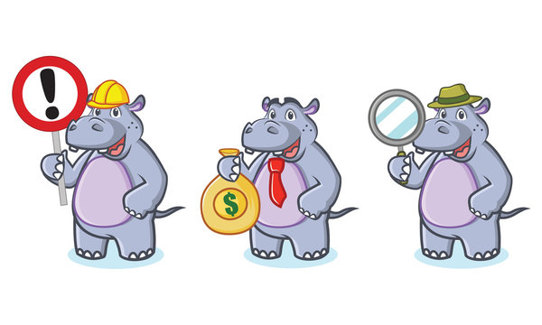 Hippo Mascot Vector with money