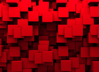 Abstract Red Cube Blocks Wall Background
