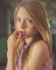 girl with flowing hair