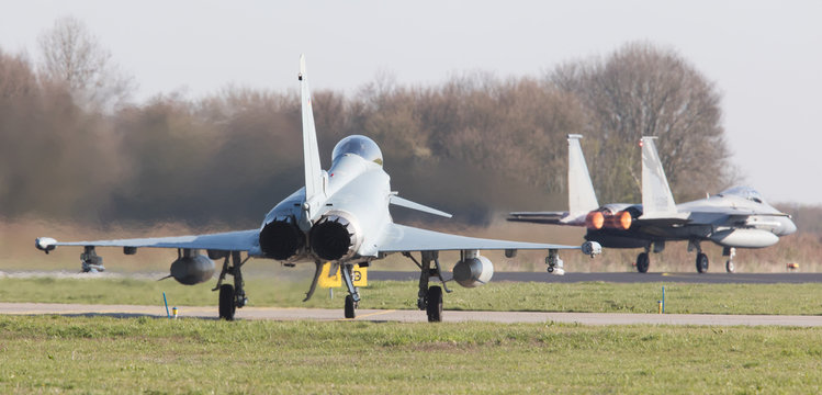 LEEUWARDEN, NETHERLANDS - APRIL 11, 2016: German Air Force Eurof