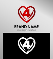 Vector sign spherical number 4
