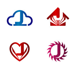 Design vector logo template. J letters icon set

