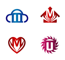 Design vector logo template. M letters icon set
