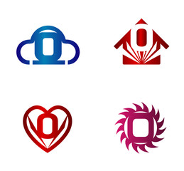 Vector illustration of abstract icons based on the letter O
