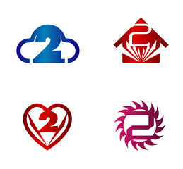 Number 2 logo. Vector logotype design set
