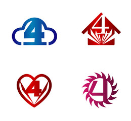 Number 4 logo. Vector logotype design set
