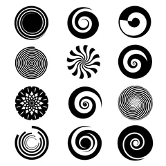 Fototapeten Vector spiral elements. Spiral swirl icon circular, twirl spiral circle, twist curve spiral rotation illustration © MicroOne