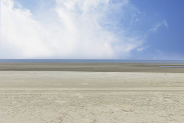 Sand, sea, sky, beautiful place to relax on vacation.