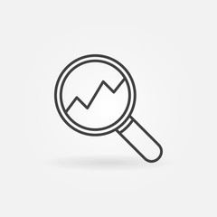 Magnifying glass with rising chart icon
