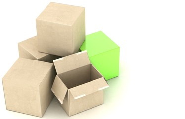 3D rendering cardboard box