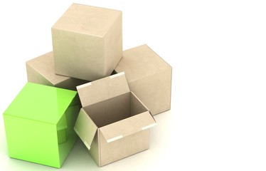 3D rendering cardboard box