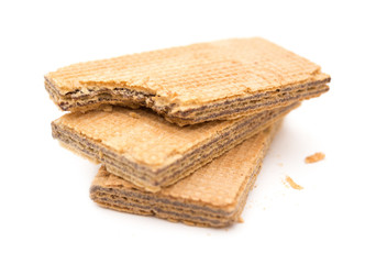 wafer blocks with one bited on a white background
