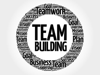 Team Building circle word cloud, business concept