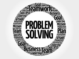 Problem Solving circle word cloud, business concept