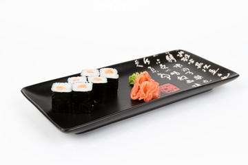 Image of tasty sushi set with salmon