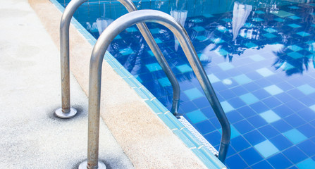 Stairs of the empty swimming pool