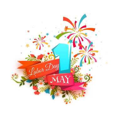 Labor Day on the First may. Happy Holidays. Vector illustration.