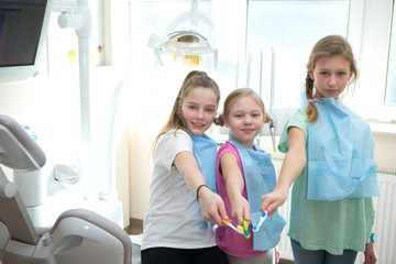 girls  learning about dental hygiene. Dental hygiene
