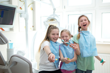 girls  learning about dental hygiene. Dental hygiene
