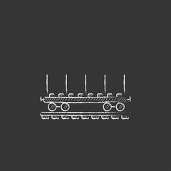 Cargo wagon. Drawn in chalk icon.