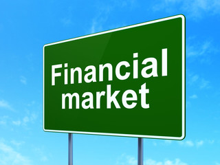 Money concept: Financial Market on road sign background
