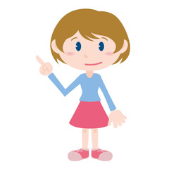 young girl cartoon character pointing hand sign clip art