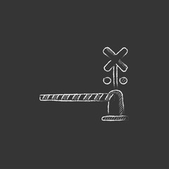 Railway barrier. Drawn in chalk icon.