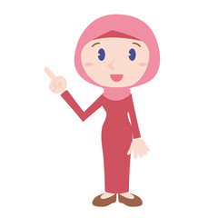islamic woman cartoon character pointing hand sign clip art