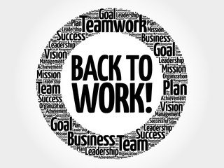 Back to work circle word cloud, business concept