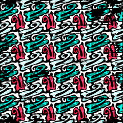 Fototapeta na wymiar Graffiti on a black background Psychedelic seamless geometric pattern