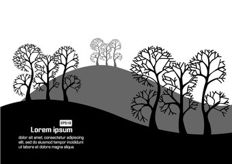 Tree with mound. Vector illustration.