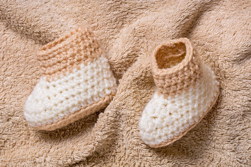 Pair of brown baby booties