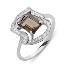 Close up on amber and diamond ring