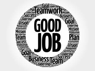Good Job circle word cloud, business concept