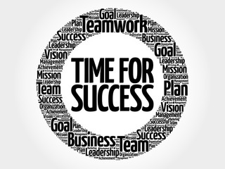 Time for Success circle word cloud, business concept