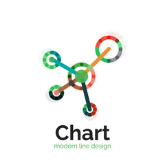 Thin line chart logo design. Graph icon modern colorful flat style