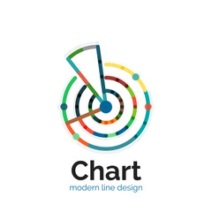 Thin line chart logo design. Graph icon modern colorful flat style