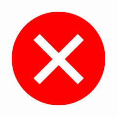Red cross, check mark icon, simple style 