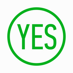 Yes in circle icon, simple style