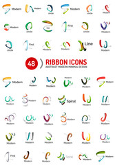 Fototapeta premium Vector line ribbon logo set