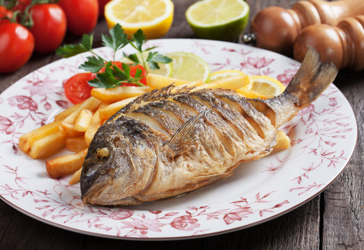 Fried fish with french fries