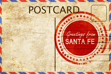 santa fe stamp on a vintage, old postcard © Argus