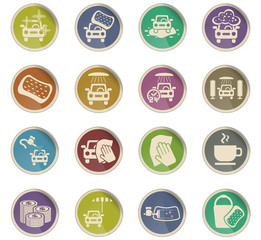 car wash service icon set