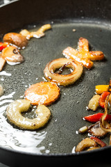 fried vegetables in the form of letters