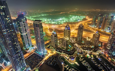 Dubai Marina Towers View at night