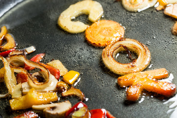 fried vegetables in the form of letters